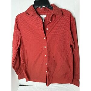 Talbots Red Plaid Button Down Long Sleeve Cotton Shirt Size 10